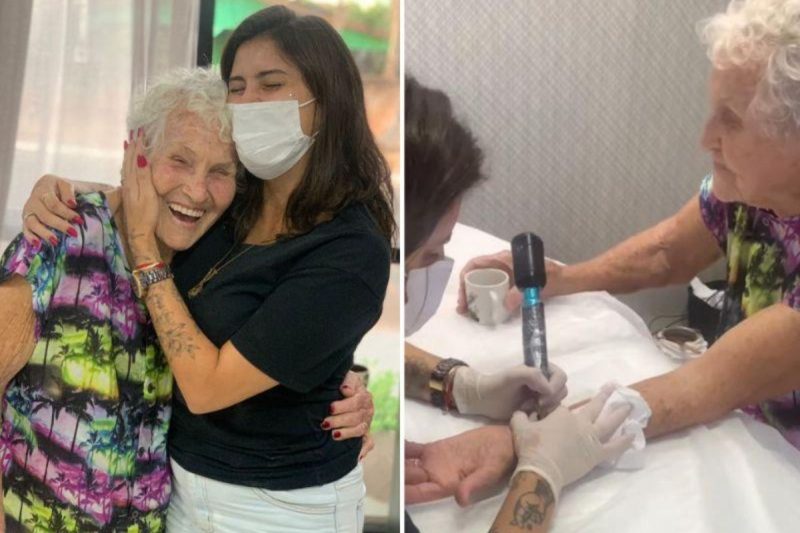 Aos 88 anos, vov&oacute; se encantou por tatuagens e decidiu fazer uma tamb&eacute;m – Foto: Reprodu&ccedil;&atilde;o/Instagram