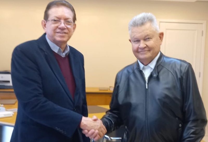 Presidente do MDB, Edinho Bez esteve nesta sexta-feira com o ex-prefeito de Joinville, Udo D&ouml;hler – Foto: Divulga&ccedil;&atilde;o/ND