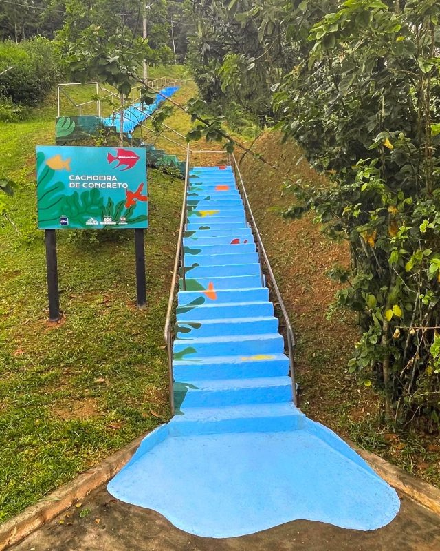 Obra Cachoeira de Concreto, localizada na Rua Itaja&iacute;, em Blumenau. – Foto: Arquivo pessoal/ND