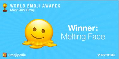 Emoji de carinha derretendo foi o mais votado como o mais representativo de 2022 – Foto: Reprodu&ccedil;&atilde;o/worldemojiawards/ND