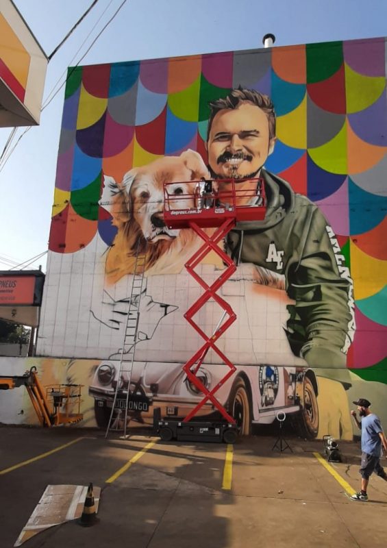 Painel com 15 metros de altura em homenagem a Jesse e Shurastey está sendo pintado em São paulo. &#8211; Foto: Arquivo pessoa Pedro Terra/ND