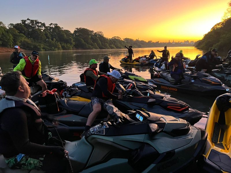 Grupo de 23 Manezinhos navegaram de moto aqu&aacute;tica mais de 1 mil km no Pantanal – Foto: Arquivo Pessoal/ND