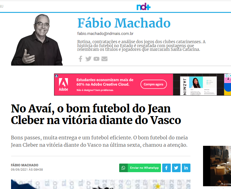 O bom rendimento do Jean Cleber – Foto: ndmais/reprodu&ccedil;&atilde;o