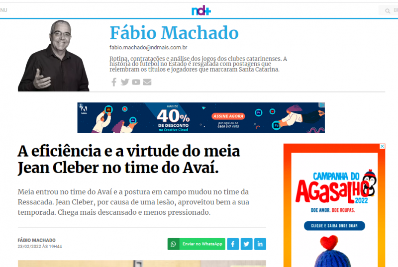 Meia teve o seu rendimento elogiado. – Foto: reprodu&ccedil;&atilde;o/ArenaND+