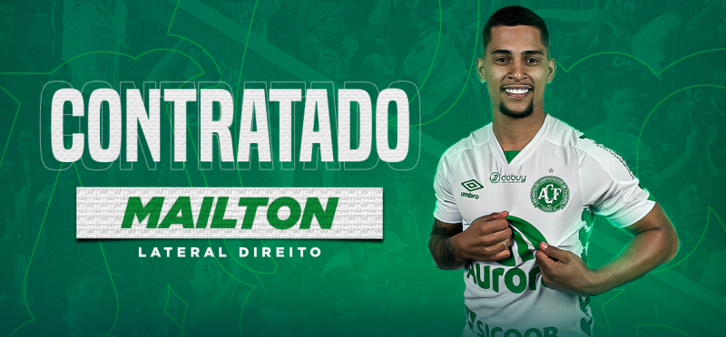Mailton assinou contrato com a Chapecoense at&eacute; 30 de novembro de 2022 – Foto: Divulga&ccedil;&atilde;o/Chapecoense/ND