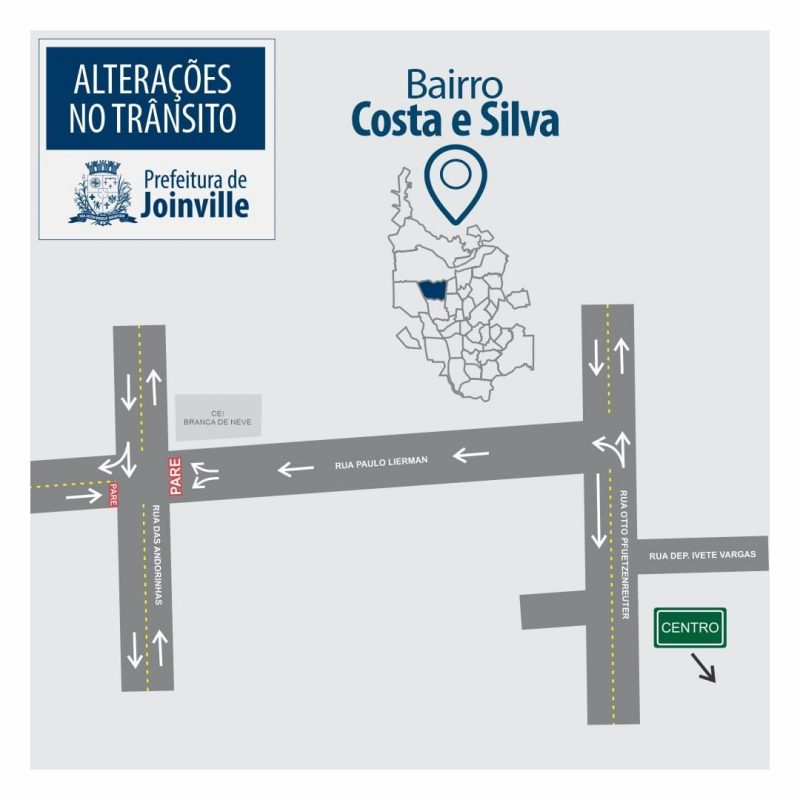 Rua Paulo Liermam passa a ter sentido &uacute;nico – Foto: Prefeitura de Joinville/Divulga&ccedil;&atilde;o