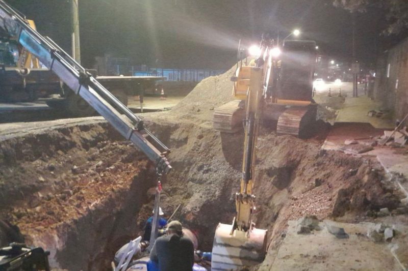 Obra emergencial deve ser finalizada no fim da tarde desta ter&ccedil;a (12) – Foto: Prefeitura de Joinville/Divulga&ccedil;&atilde;o