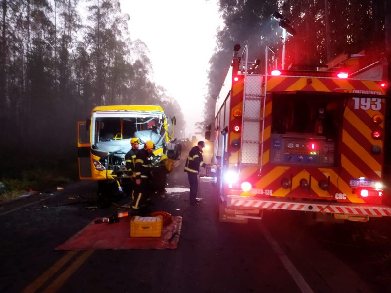 Ônibus escolar se envolveu em acidente na SC-446 &#8211; Foto: Divulgação/ND