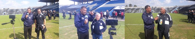 Baldu&iacute;no, Aldrovani e Jurandir concederam entrevista para a imprensa local – Foto: Master/FFC