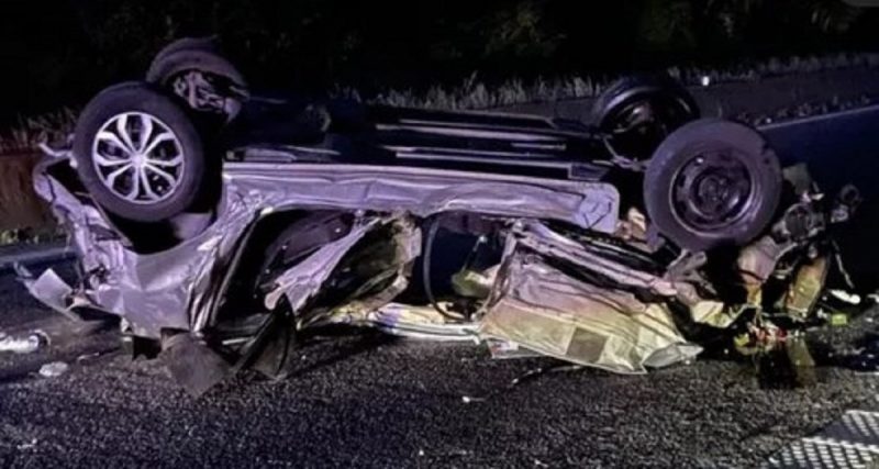 Carro de Gabriel Miranda ap&oacute;s acidente – Foto: Reprodu&ccedil;&atilde;o Instagram