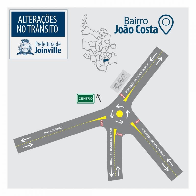 Veja como vai funcionar a nova rotat&oacute;ria – Foto: Prefeitura de Joinville/Divulga&ccedil;&atilde;o