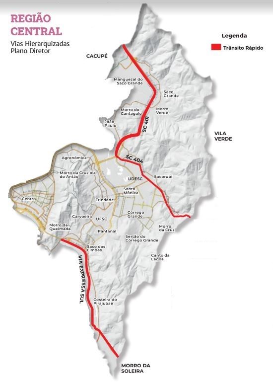 Vias de acesso ao Centro de Florian&oacute;polis – Foto: Arte/ND
