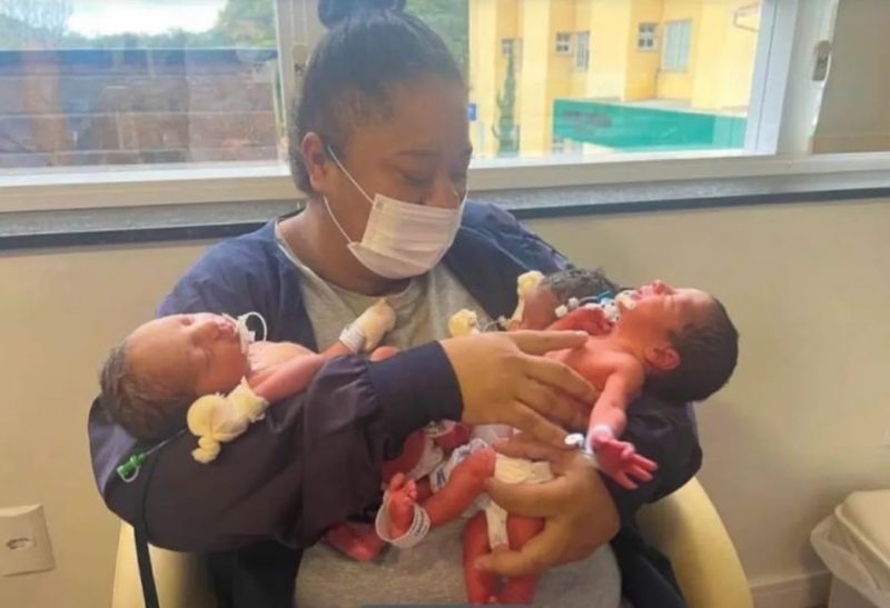 Criciumense que deu a luz de trig&ecirc;meos dez meses ap&oacute;s de ter g&ecirc;meos – Foto: Divulga&ccedil;&atilde;o/ND