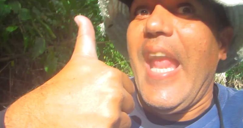 Depois de procurar, guia tur&iacute;stico deu de cara com sucuri enorme – Foto: Reprodu&ccedil;&atilde;o