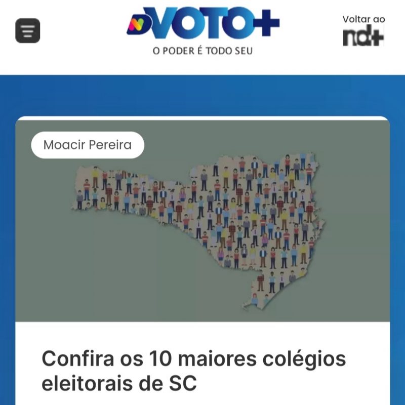 P&aacute;gina do Voto+ para celular – Foto: Reprodu&ccedil;&atilde;o/ND