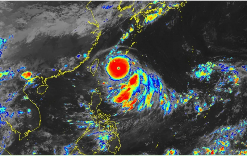 O super tuf&atilde;o Hinnamnor &eacute; considerado o mais intenso do ano – Foto: Japan Meteorological Agency/ND