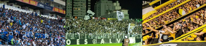 Tr&ecirc;s equipes do estado est&atilde;o surpreendendo com bom p&uacute;blico nas suas competi&ccedil;&otilde;es – Foto: Arte/Ava&iacute;/Figueirense/Crici&uacute;ma/Site