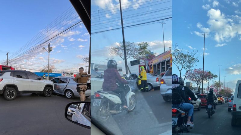 Acidente deixou o tr&acirc;nsito lento em Chapec&oacute; – Foto: Internet/ND