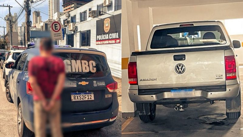 Suspeito de ter roubado arma de policial &eacute; preso em Balne&aacute;rio Cambori&uacute; – Foto: GMBC/Divulga&ccedil;&atilde;o/ND