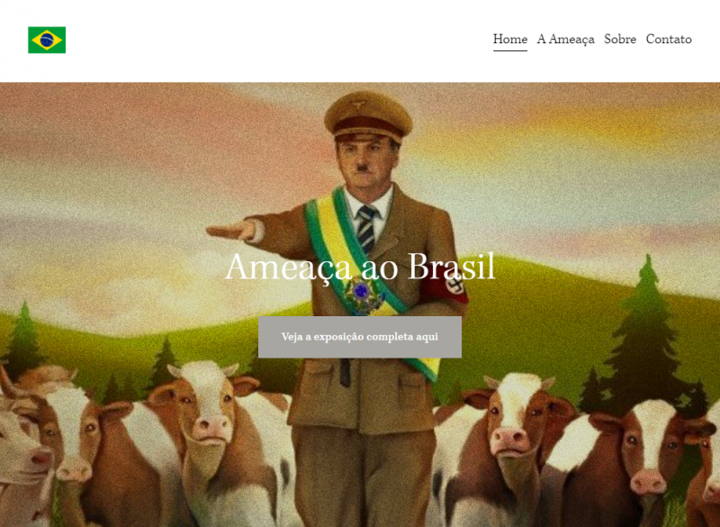 P&aacute;gina inicial do site tem presidente em refer&ecirc;ncia ao Adolf Hitler – Foto: bolsonaro.com.br/Reprodu&ccedil;&atilde;o/ND