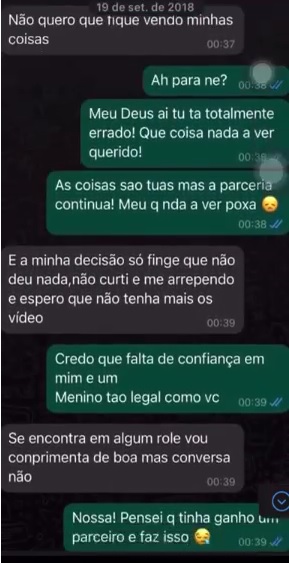 Trecho de conversa de setembro de 2018 – Foto: reprodu&ccedil;&atilde;o