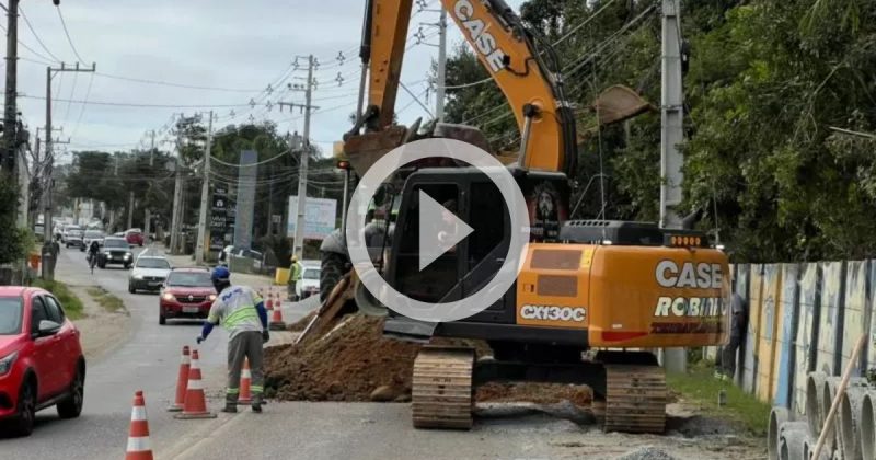 Obras fazem o tr&acirc;nsito funcionar em meia pista&nbsp; – Foto: Tony Borges/PMF/Divulga&ccedil;&atilde;o/ND