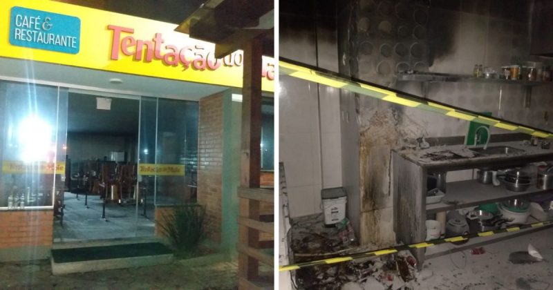 Cozinha do Tenta&ccedil;&atilde;o do Mate ficou destru&iacute;da pelas chamas – Foto: Corpo de Bombeiros/Divulga&ccedil;&atilde;o