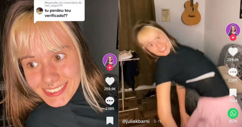 Dan&ccedil;arina catarinense fez sucesso por quase virar pesco&ccedil;o ‘ao contr&aacute;rio’ na internet – Foto: Reprodu&ccedil;&atilde;o/Tik Tok