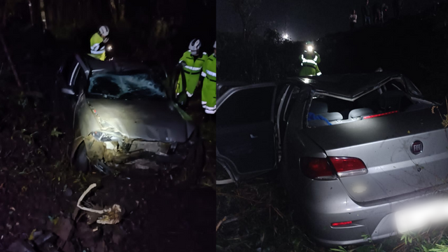O homem precisou ser i&ccedil;ado at&eacute; a rodovia. – Foto: Corpo de Bombeiros/ND