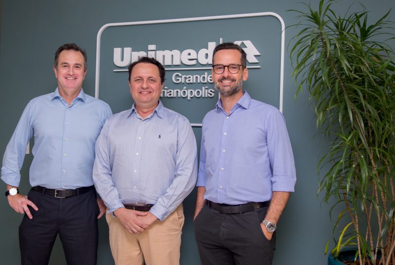 Diretoria UGF. Jalmir, Amilton e Gabriel – Foto: Unimed Grande Florian&oacute;polis