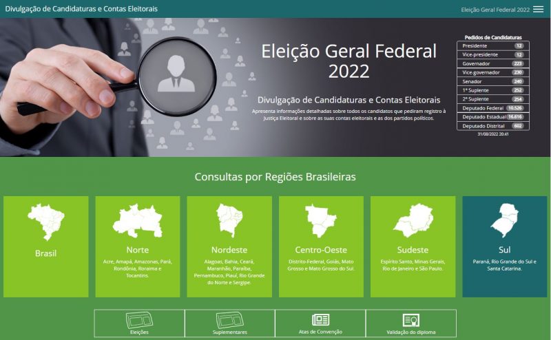 Sistema de Divulga&ccedil;&atilde;o de Candidaturas do TSE – Foto: Reprodu&ccedil;&atilde;o/ND