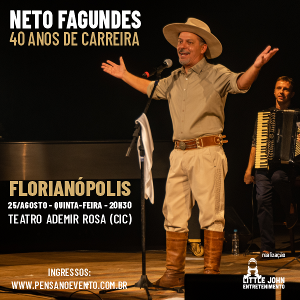 Quem tem o Clube NDmais garante 30% de desconto na apresenta&ccedil;&atilde;o de Neto Fagundes – Foto: Divulga&ccedil;&atilde;o