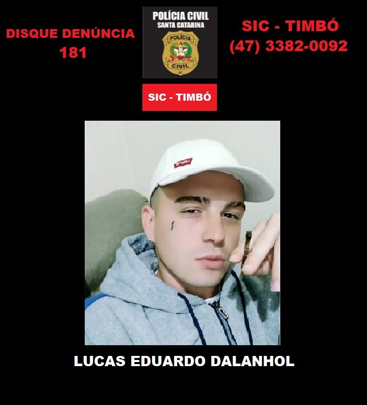 Jovem de 21 anos &eacute; considerado foragido da pol&iacute;cia pelo assassinato de casal em Timb&oacute;. – Foto: Divulga&ccedil;&atilde;o/Pol&iacute;cia Civil/ND