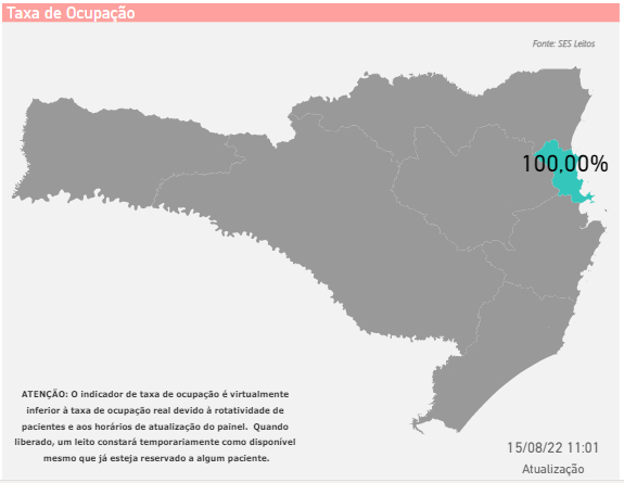 Leitos de UTI adulto na Foz do Rio Itaja&iacute; est&atilde;o com lota&ccedil;&atilde;o m&aacute;xima – Foto: Secretaria Estadual de Sa&uacute;de/Reprodu&ccedil;&atilde;o/ND