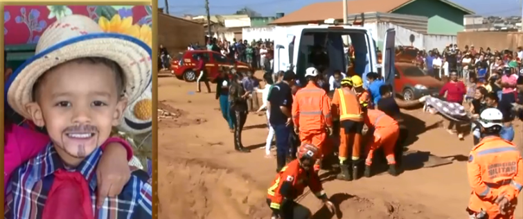 Menino de 8 anos n&atilde;o resistiu depois de passar 18 horas em buraco em MG – Foto: Record TV/Reprodu&ccedil;&atilde;o/ND