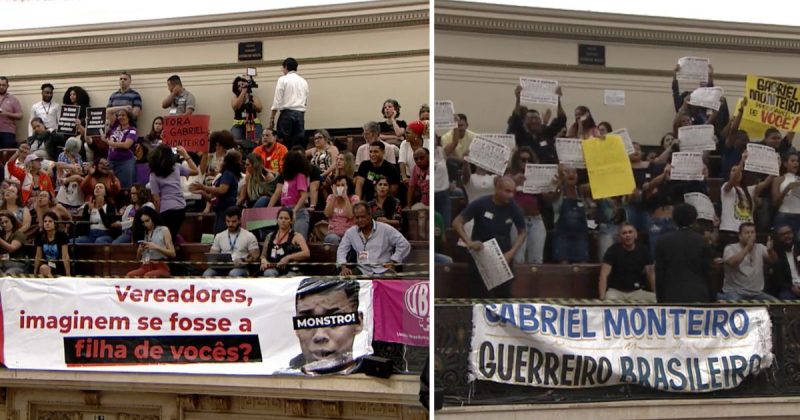 Manifestantes se posicionaram na C&acirc;mara aos gritos e tumultuam a sess&atilde;o – Foto: Reprodu&ccedil;&atilde;o