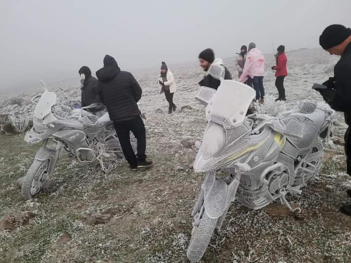 Moto ficou congelada por conta das baixas temperaturas em Santa Catarina – Foto: Divulga&ccedil;&atilde;o/ND