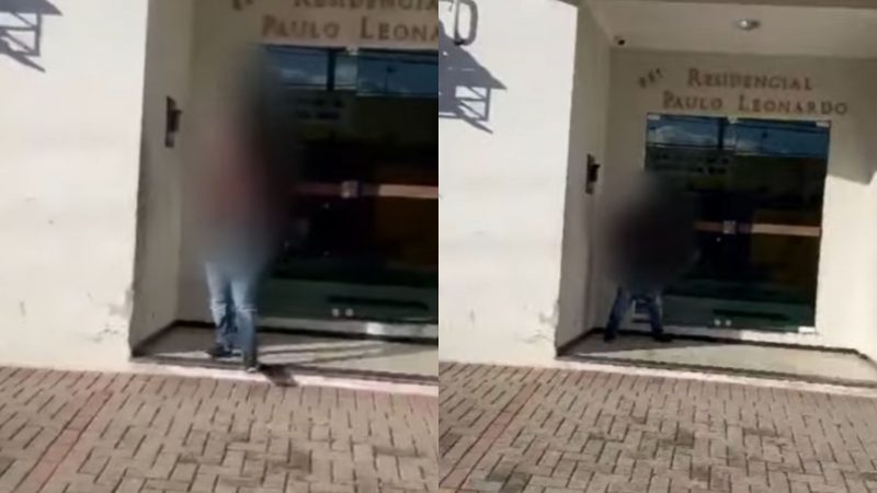Mulher &eacute; flagrada defecando em frente a pr&eacute;dio em Balne&aacute;rio Cambori&uacute;: ‘absurdo’ – Foto: Jornal Diarinho/Reprodu&ccedil;&atilde;o/ND