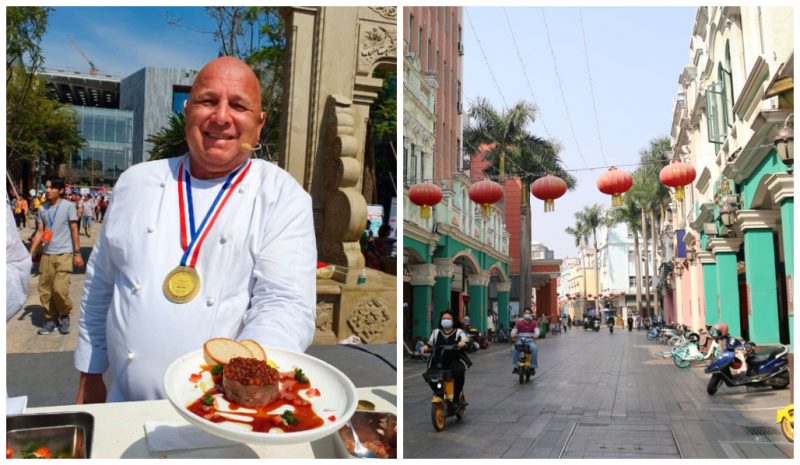 Chef Narbal Corr&ecirc;a em evento na China, em 2019 – Foto: Arquivo Pessoal / Divulga&ccedil;&atilde;o / ND