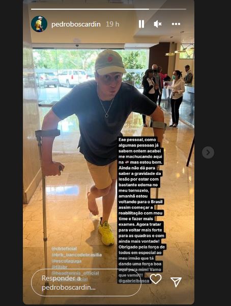 Atleta publicou uma “hist&oacute;ria” em seu perfil no Instagram onde projeta “voltar mais forte” – Foto: Pedro Bocardin/Perfil oficial/Instagram/Divulga&ccedil;&atilde;o/ND