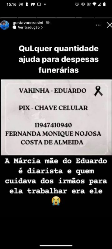 Fam&iacute;lia de ator mirim atropelado pede ajuda para arcar com as despesas do funeral do amigo – Foto: Divulga&ccedil;&atilde;o/ @gustavocorasini/ND