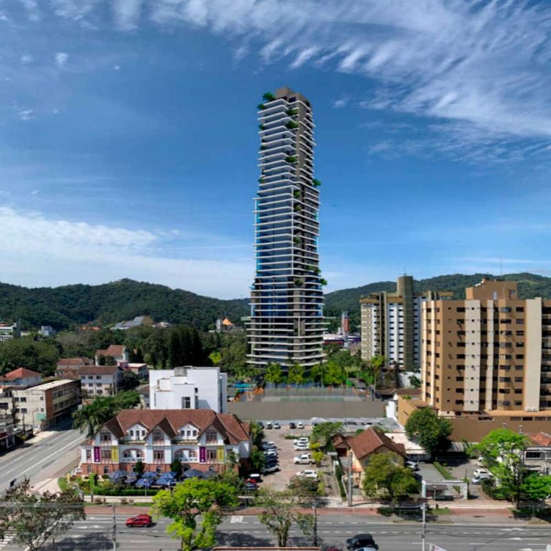 Pr&eacute;dio de 45 andares est&aacute; projetado para o Centro de Blumenau – Foto: Divulga&ccedil;&atilde;o/ND