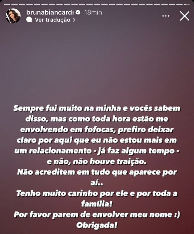 Bruna Biancardi se pronunciou oficialmente – Foto: Reprodu&ccedil;&atilde;o/Internet