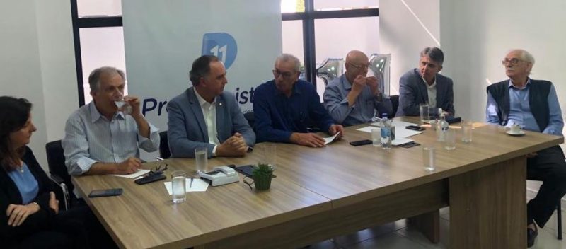 Reunião na manhã desta sexta-feira fechou a chapa que será encabeçada por Esperidião Amin, do PP – Foto: Divulgação/ND