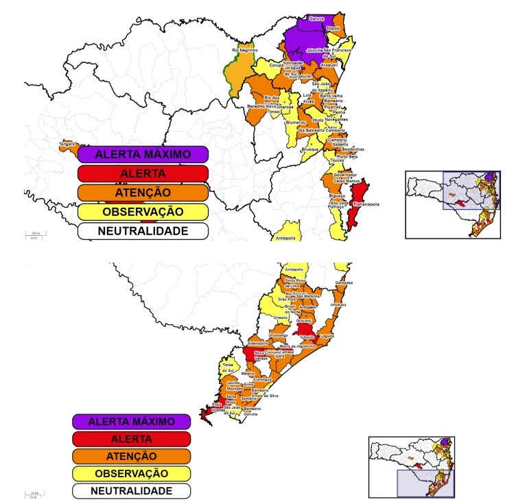 SC tem cidades em alerta m&aacute;ximo para risco de deslizamentos – Foto: Defesa Civil/Divulga&ccedil;&atilde;o