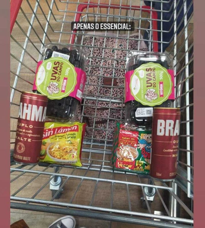 Carrinho de compras dos universit&aacute;rios Francine Nunes e Pedro Guerrazzi – Foto: Arquivo Pessoal/Francine Nunes/Divulga&ccedil;&atilde;o/ND