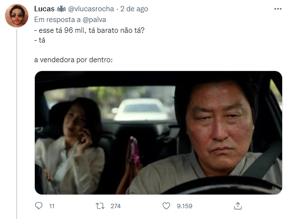 Usu&aacute;rio faz refer&ecirc;ncia ao filme “Parasita” para falar sobre o gasto no shopping – Foto: Reprodu&ccedil;&atilde;o/Twitter/Divulga&ccedil;&atilde;o/ND