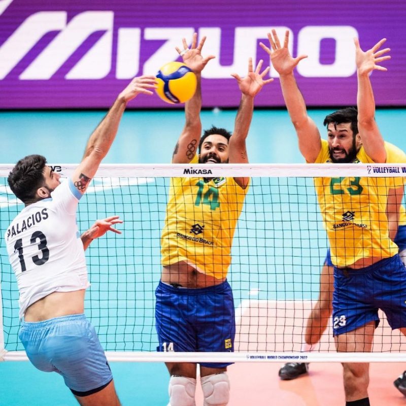 Brasil eliminou a Argentina na quartas de final do Mundial – Foto: Divulga&ccedil;&atilde;o/CBV