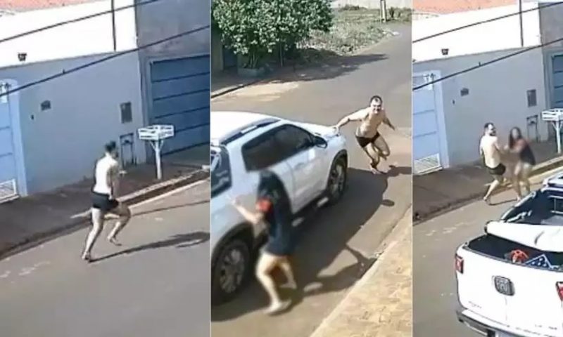 Homem foi flagrado correndo de cueca na rua atr&aacute;s da mulher – Foto: Pol&iacute;cia Civil/ND