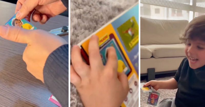 Pai substitui jogadores por familiares e surpreende filho colecionador do &Aacute;lbum da Copa – Foto: Reprodu&ccedil;&atilde;o